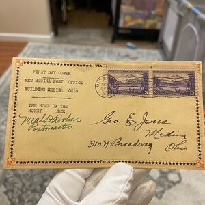 1938 FIRST DAY COVER NEW MEDINA POST BUILDING MEDINA OFFICE OHIO